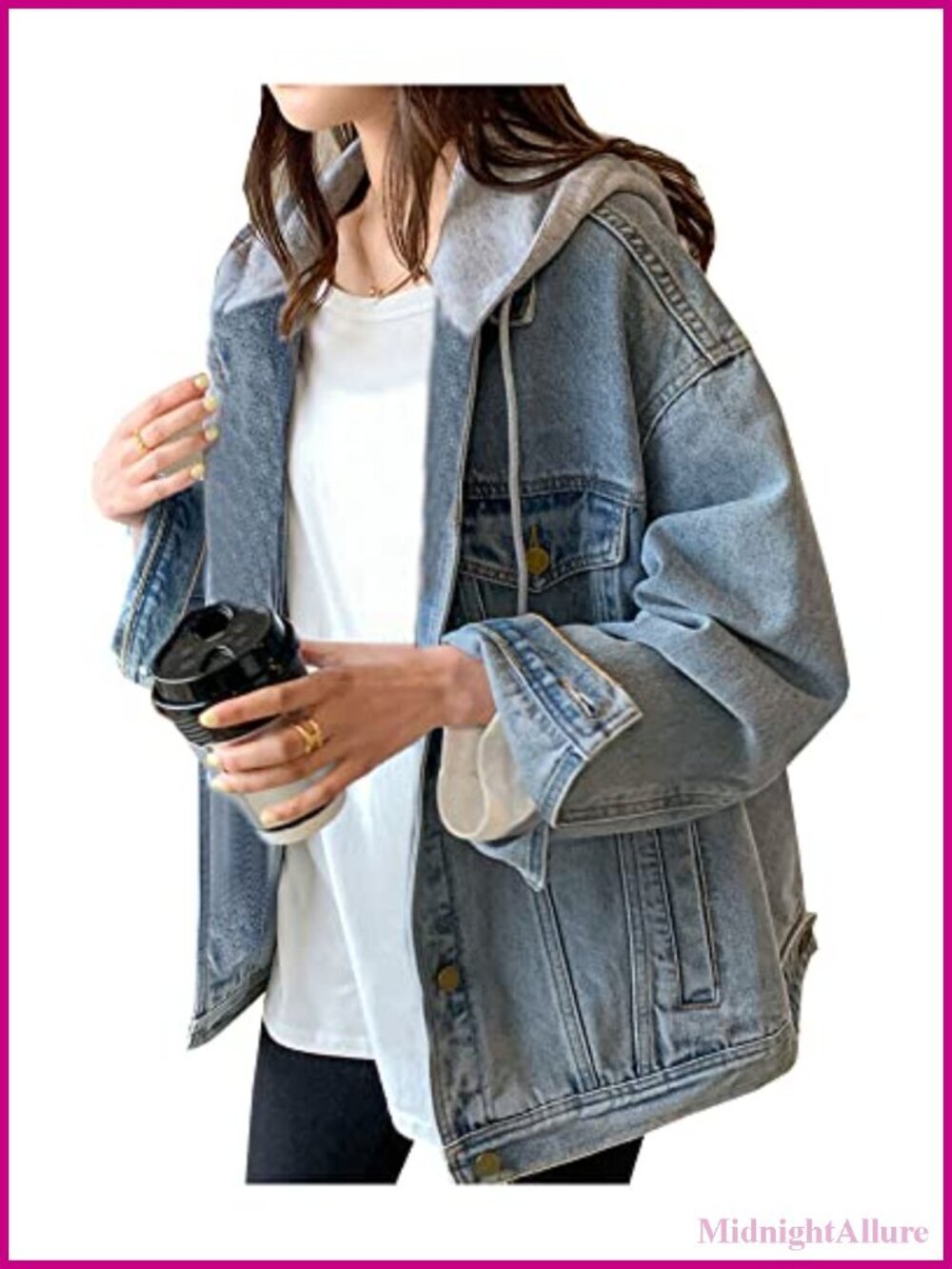 Oversized Distressed Denim Hoodie Jacket